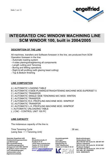 Integrated Cnc Window Machining Line Scm Windor 100
