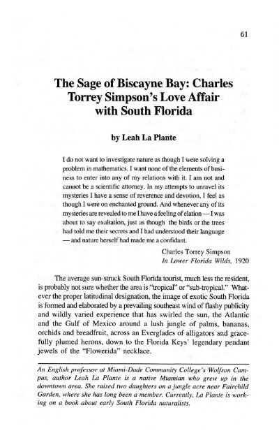Charles Torrey Simpson's Love Affair with South Florida - FIU Digital ...