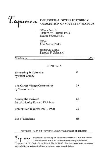 Tequesta : Number - 50/1990 - FIU Digital Collections