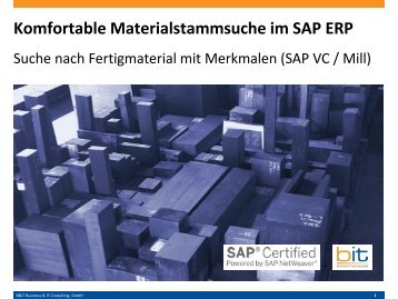 Komfortable Materialstammsuche mit Klassen / Merkmalen - SAP ERP (VC)