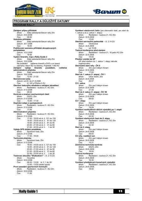 Rally Guide 1 - Barum Czech Rally ZlÃ­n