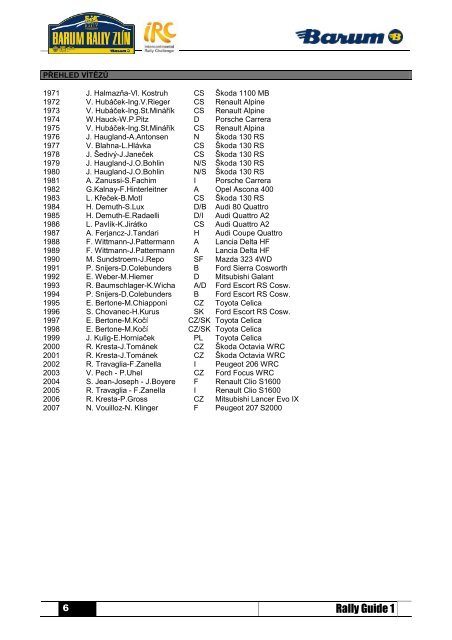 Rally Guide 1 - Barum Czech Rally ZlÃ­n