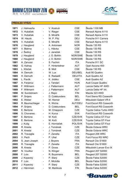 RALLY GUIDE 1 CZ - Barum Czech Rally ZlÃ­n - Autosport.cz