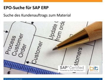 Komfortable Suche des Kundenauftrags mittels Material - SAP ERP (SD)