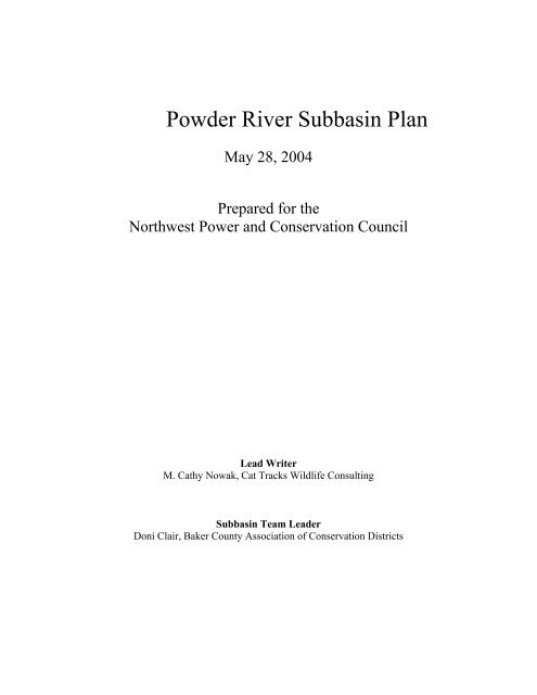 Powder River Subbasin Plan - Bureau of Reclamation
