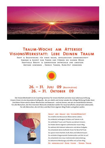 Traum-Woche am Attersee VisionsWerkstatt: Lebe ... - Servus.at