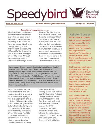 SS Sports Newsletter February 2012 - Stamford Endowed Schools