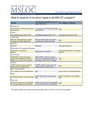 What is required of me when I apply to the MSLOC program?