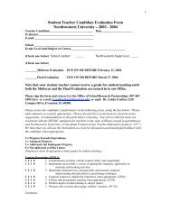 Student Teacher Candidate Evaluation Form Northwestern ...