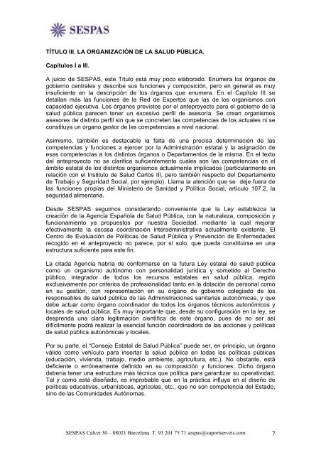 DOCUMENTO DE ALEGACIONES AL ANTEPROYECTO ... - Sespas