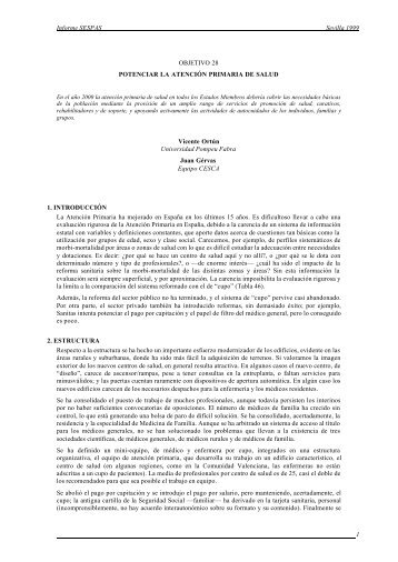 Informe SESPAS Sevilla 1999 1 OBJETIVO 28 POTENCIAR LA ...