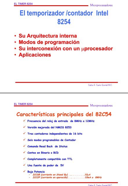 El temporizador /contador Intel 8254