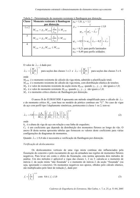 comportamento estrutural e dimensionamento de ... - SET - USP