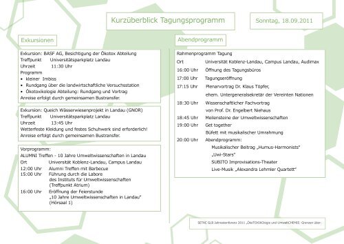 Kurzüberblick Tagungsprogramm - Setac GLB