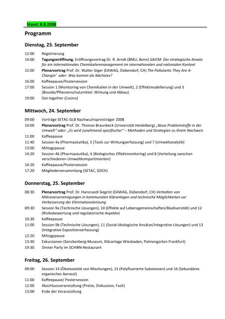 Programm - Setac GLB