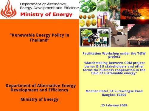 Renewable Energy Policy in Thailand - SETatWork - Sustainable ...