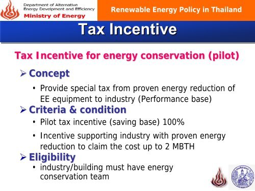 Renewable Energy Policy in Thailand - SETatWork - Sustainable ...