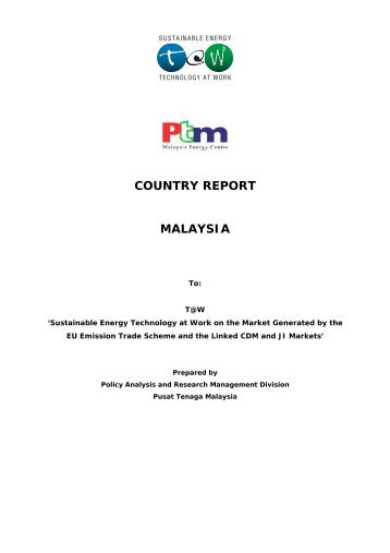 Malaysia - SETatWork - Sustainable Energy Technology at Work