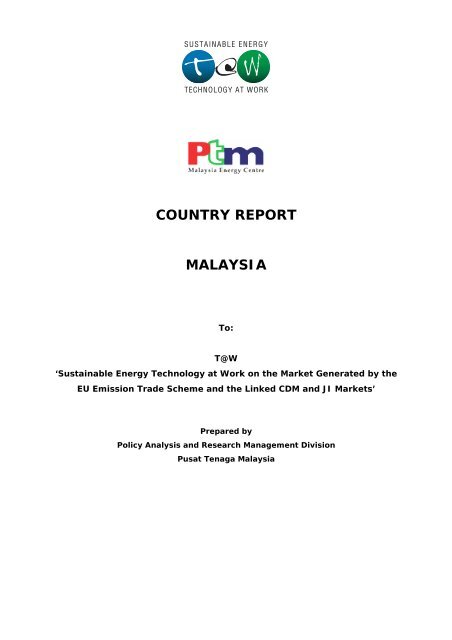 Malaysia - SETatWork - Sustainable Energy Technology at Work