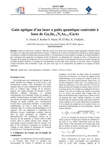 Gain optique d'un laser a puits quantique contraint Ã  base de ...