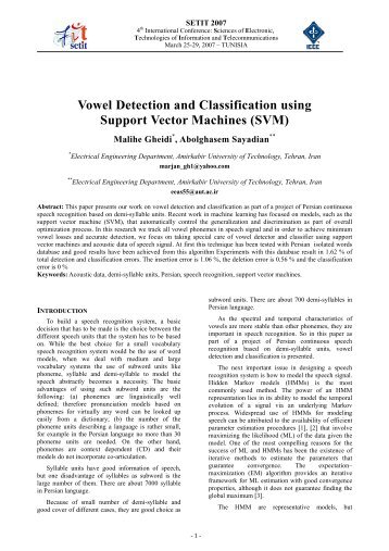 Vowel Detection and Classification using Support Vector Machines ...