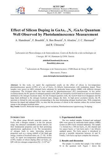 Effect of Silicon Doping in GaAs1âxNx /GaAs Quantum Well ...