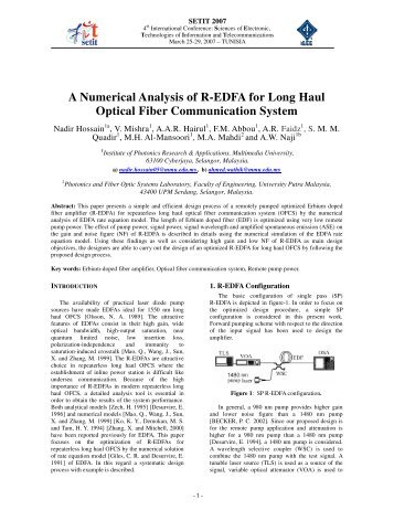 A Numerical Analysis of R-EDFA for Long Haul Optical Fiber ...