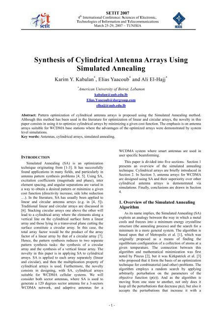 Synthesis of Cylindrical Antenna Arrays Using Simulated Annealing