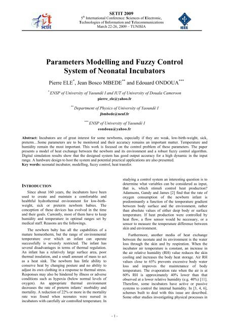 Parameters Modelling and Fuzzy Control System of Neonatal ...