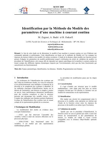 Identification par la MÃ©thode du ModÃ¨le des paramÃ¨tres d'une ...