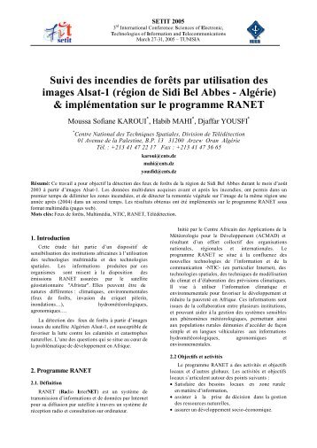 Suivi des incendies de forÃªts par utilisation des images Alsat-1