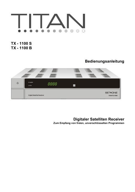 TX - 1100 S TX - 1100 B Bedienungsanleitung Digitaler ... - SetOne