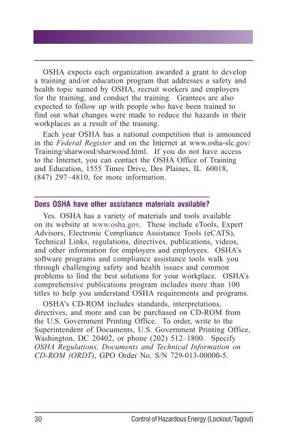 (Lockout/Tagout) (revised 2002) OSHA 3120 - Seton