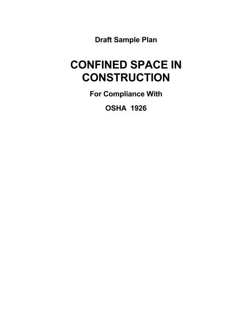 Sample Program - Confined Space - Construction - Seton