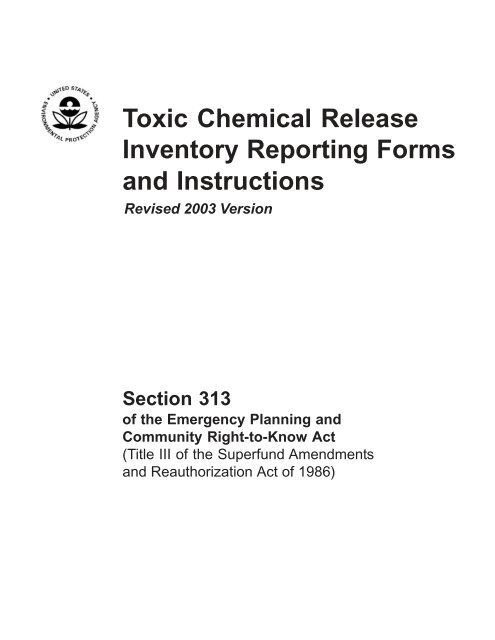 Toxic Chemical Release Inventory Reporting Forms and Instructions