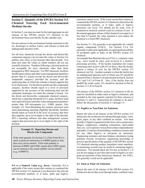 Toxic Chemical Release Inventory Reporting Forms and Instructions