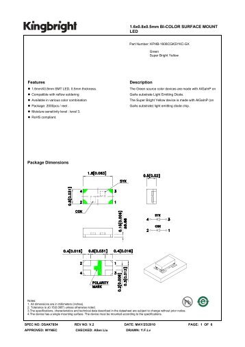 Datasheet KPHB-1608CGKSYKC-GX(Ver.2) - setron