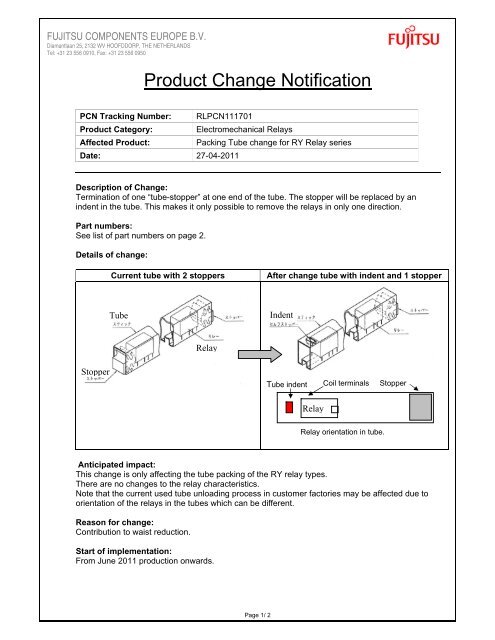 Product Change Notification Setron