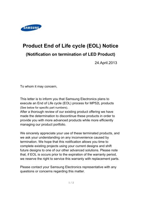 Product End of Life cycle (EOL) Notice (Notification on ... - setron