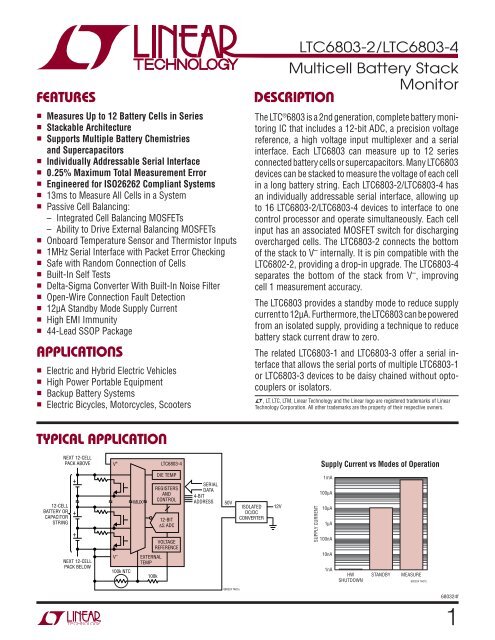 LTC6803-2/LTC6803-4 - Multicell Battery Stack Monitor - setron