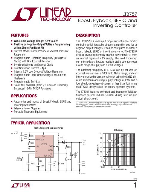 LT3757 - Boost, Flyback, SEPIC and Inverting Controller
