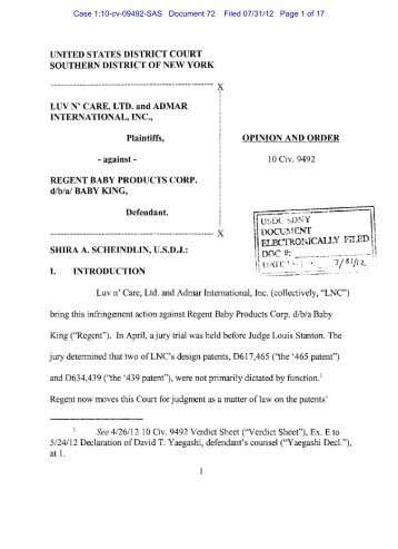 Luv N' Care, Ltd. v. Regent Baby Prods. Corp. - Design Patent School