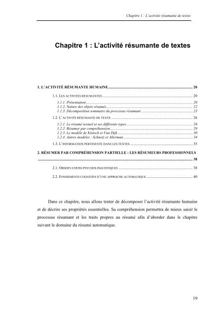 Le résumé automatique de textes - LaLIC - Université Paris-Sorbonne