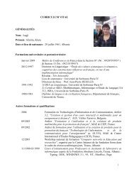 CURRICULUM VITAE GÉNÉRALITÉS Nom : Lagji Prénom : Klarita ...