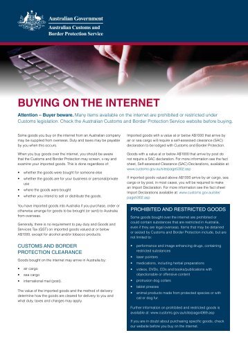 Buying on the internet - Australian Customs Service