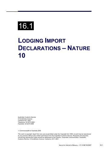 Lodging Import Declarations - Nature 10 - Cargo Support