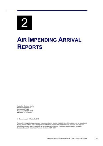 Module 2 - Air Impending Arrival Reports - Cargo Support