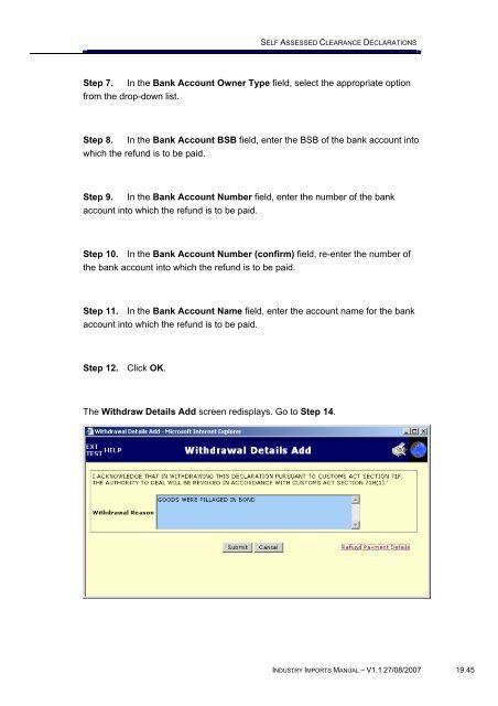 Module 19 - Self Assessed Clearance Declarations - Cargo Support