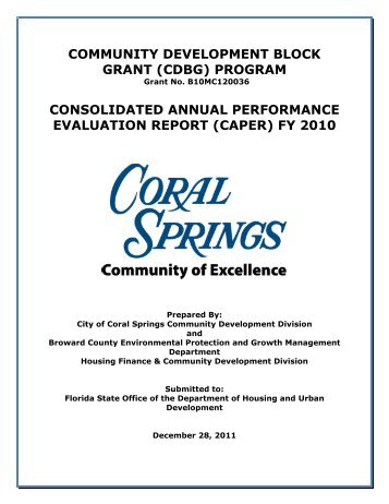 community development block grant (cdbg) - City of Coral Springs