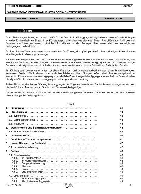 Prospekt Carrier Xarios Baureihe Pdf